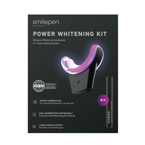 Smilepen Power Whitening Kit, sada na bielenie zubov s bezdrôtovým LED akcelerátorom (6x gél)