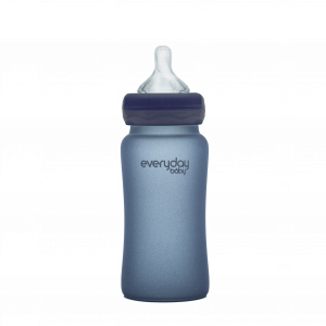 Everyday Baby sklenená fľaša s termosenzorom, 240 ml, tmavo modrá