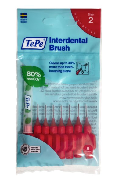 TePe Original medzizubné kefky z bioplastov 0,5 mm, červené, 8 ks