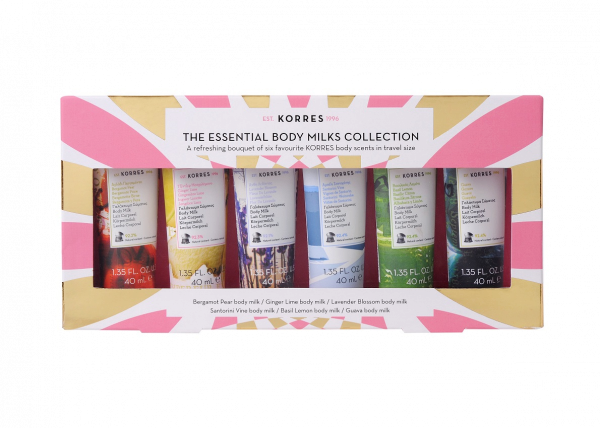 KORRES darčekový set starostlivosti o telo 6 mini telových mliek a masiel, 6x 40 ml