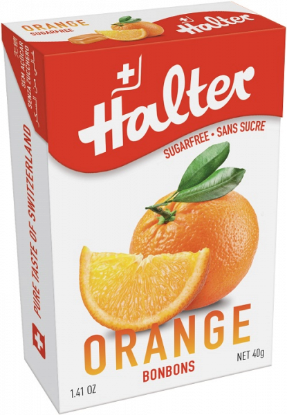 Halter Orange cukríky bez cukru, 40 g