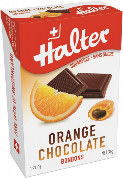 Halter Orange Chocolate cukríky bez cukru, 36 g