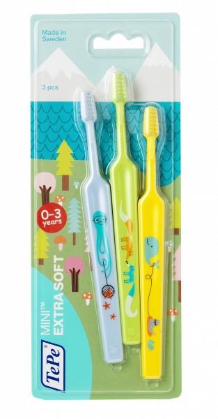 TePe Mini x-soft, zubné kefky pre najmenších, 2+1 zadarmo