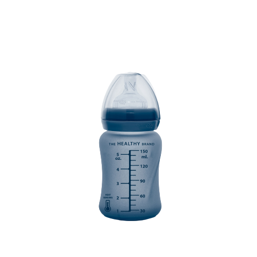Everyday Baby sklenená fľaša s termo senzorom 150 ml, Blueberry