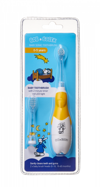 Bob a Bobek Baby sonická kefka, Night Dark Yellow, 0-5 rokov