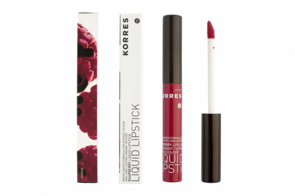Korres Lipstick Raspberry Red 56 Malinový tekutý rúž