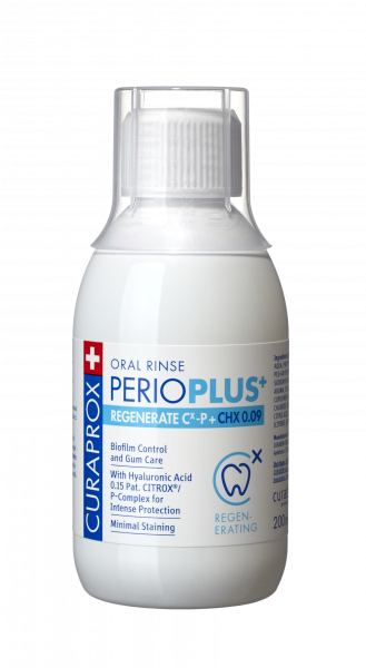 Curaprox Perio Plus+ Regenerate ústna voda (0,09% CHX + HA), 200 ml