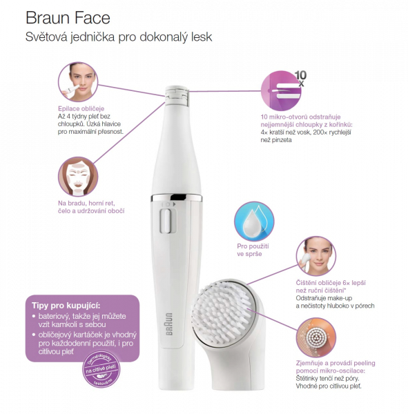 Braun Face tvárový epilátor a čistiaca kefka 851