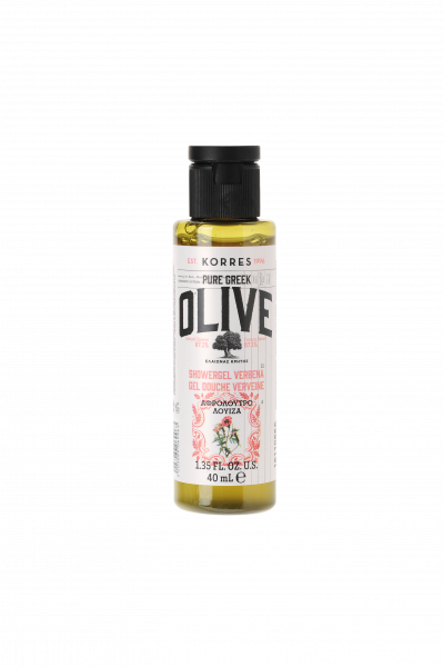 KORRES Pure Greek Olive – sprchovací gél s gréckym extra panenským olivovým olejom s vôňou verbeny, 40 ml