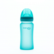 Everyday Baby sklenená fľaša s termosenzorom, 240 ml, modrá