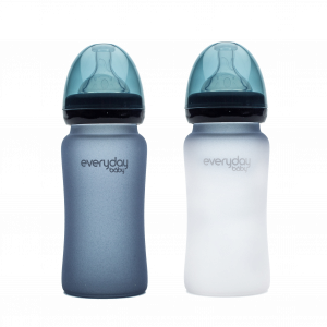 Everyday Baby sklenená fľaša s termosenzorom, 240 ml, tmavo modrá