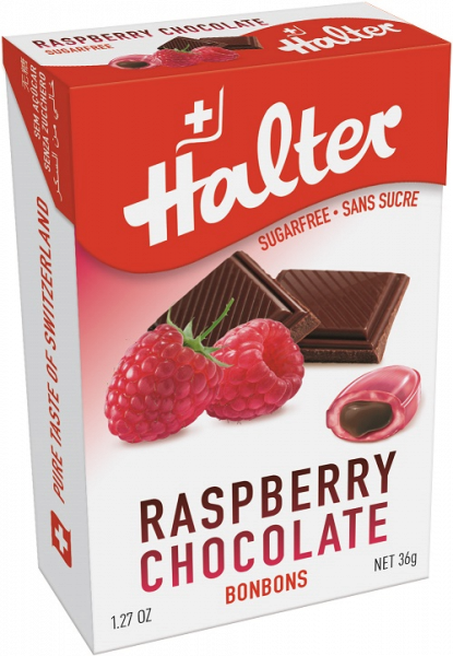 Halter Raspberry Chocolate cukríky bez cukru, 36 g