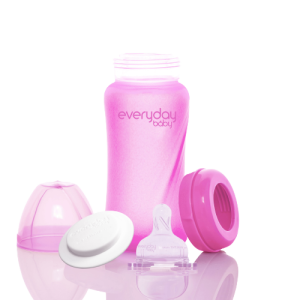 Everyday Baby sklenená fľaša s termo senzorom 240 ml, Pink