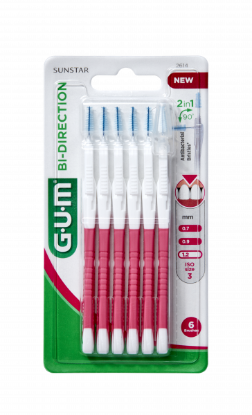 GUM BI-DIRECTION ULTRA medzizubná kefka s ohybným mechanizmom 1,2 mm (ISO 3), 6 ks