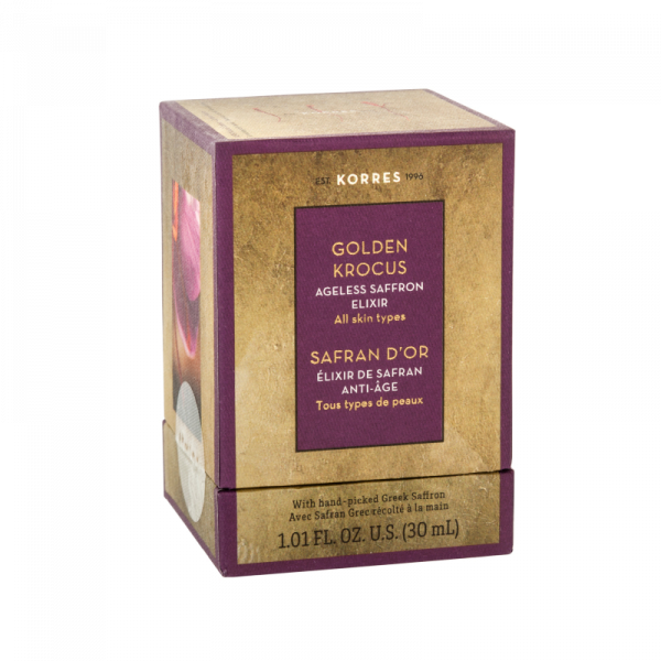 KORRES GOLDEN KROCUS Ageless Saffron Elixir Serum – šafránový elixír proti starnutiu pleti, 30 ml