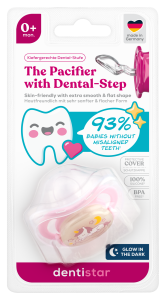 Dentistar nočný ortodontický cumlík 0+ mesiacov, ružový s koníkom, 1 ks