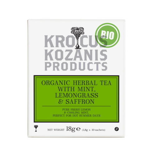 Krocus Kozanis SAFFRON Tea - BIO bylinný čaj s mätou, citrónovou trávou a šafranom