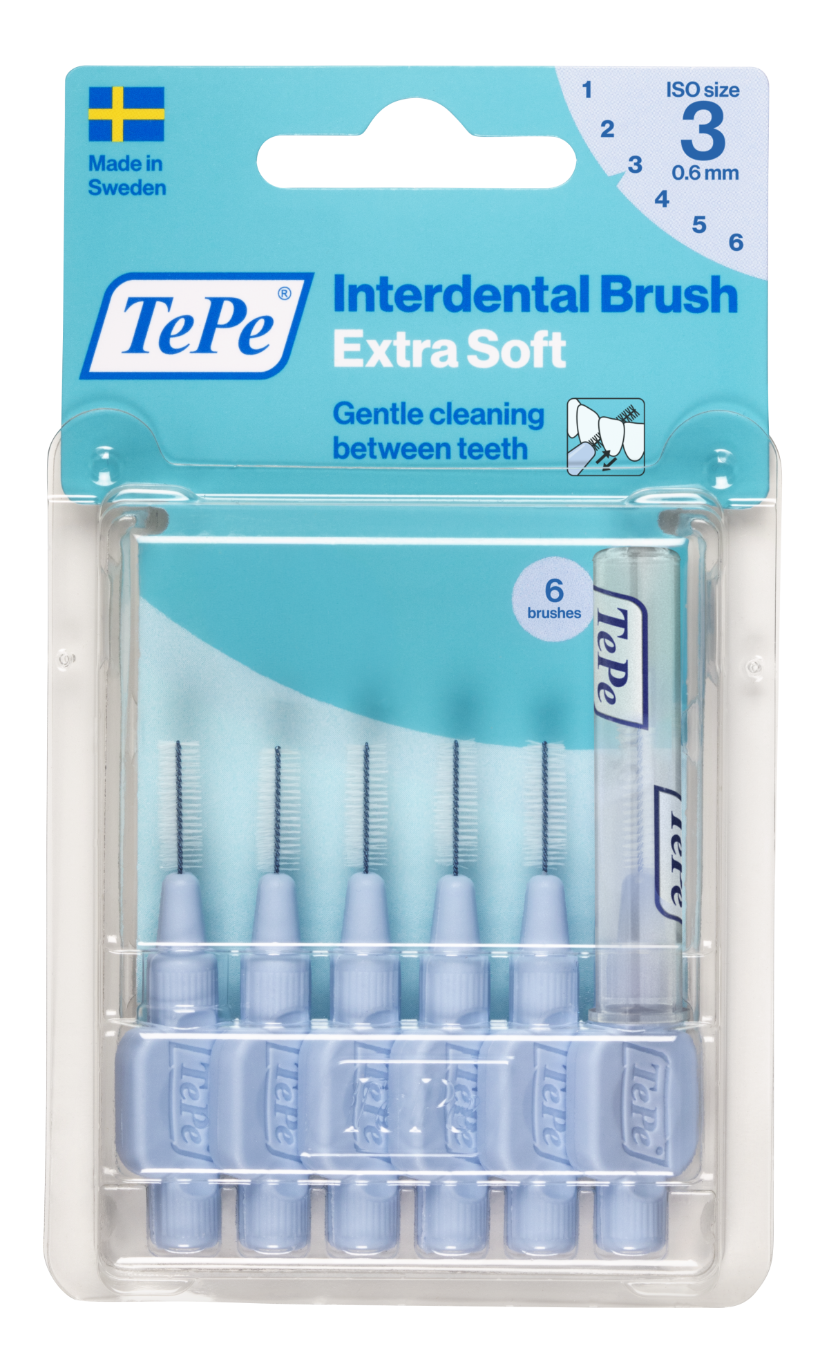 TePe Extra soft medzizubné kefky 0,6 mm, svetlomodré, 6 ks