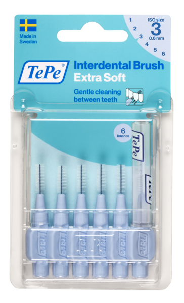 TePe Extra soft medzizubné kefky 0,6 mm, svetlomodré, 6 ks