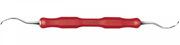 Deppeler Gracey kyreta 11GL12 Deep na ošetrenie hlbokých paradontálnych vačkov s červeným návlekom CleaNEXT