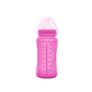Everyday Baby sklenená fľaša s termo senzorom 240 ml, Pink