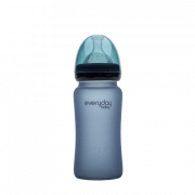 Everyday Baby sklenená fľaša s termosenzorom, 240 ml, tmavo modrá