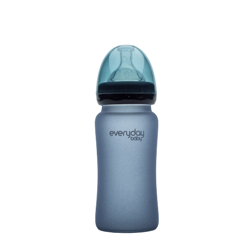 Everyday Baby sklenená fľaša s termosenzorom, 240 ml, tmavo modrá