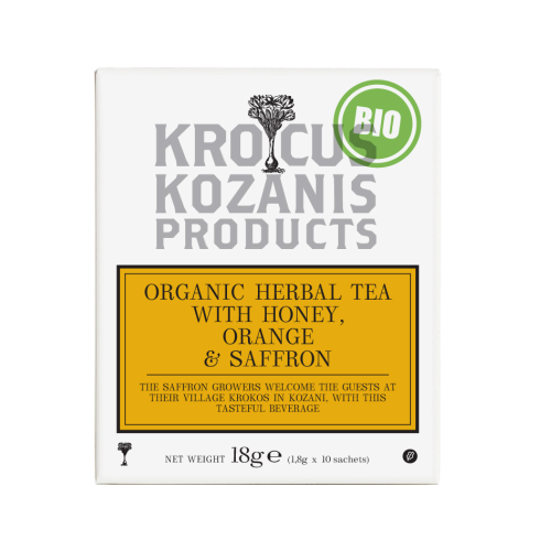 Krocus Kozanis TRADITIONAL Saffron Tea - BIO bylinný čaj s medom, pomarančom a šafranom