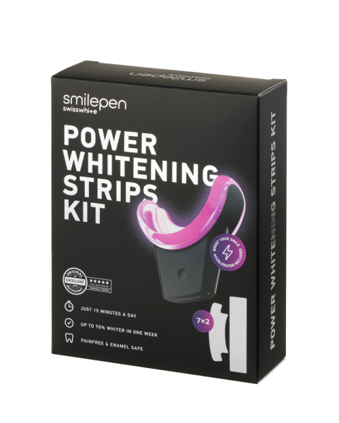 Smilepen Whitening Strips Kit – 7-dňová kúra na intenzívne bielenie zubov pomocou bieliacich pásikov s bezdrôtovým LED akcelerátorom