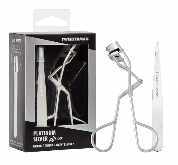 Tweezerman Platinum Silver set - klieštiky na riasy a pinzeta platinum