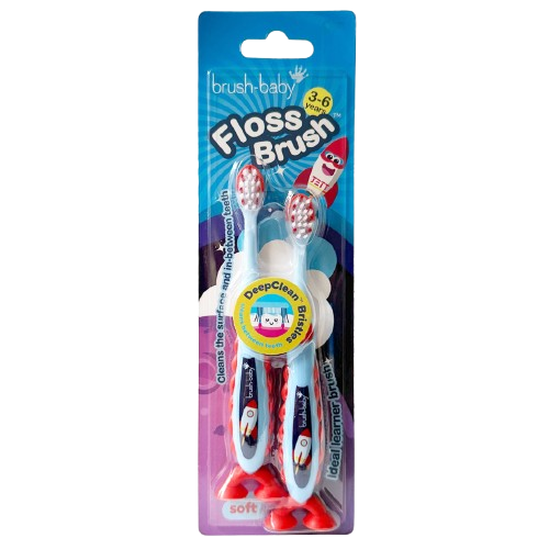 Brush-Baby Rocket FlossBrush™, detská zubná kefka s raketami, 2 ks, 3-6 rokov