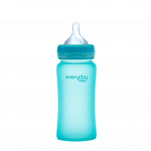 Everyday Baby sklenená fľaša s termosenzorom, 240 ml, modrá