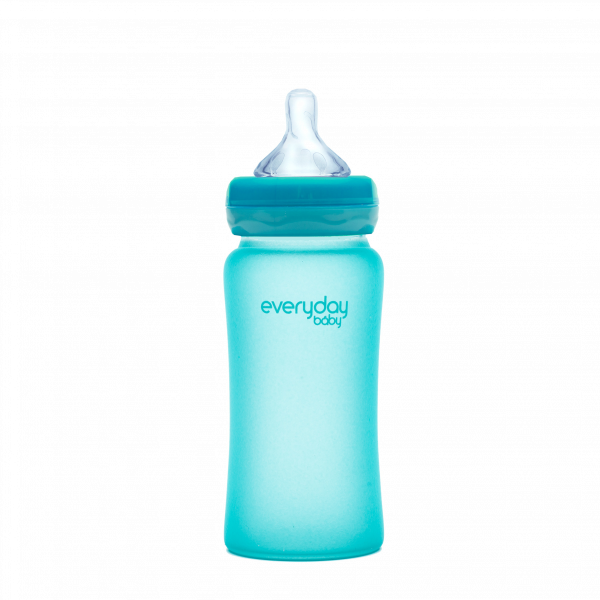 Everyday Baby sklenená fľaša s termosenzorom, 240 ml, modrá