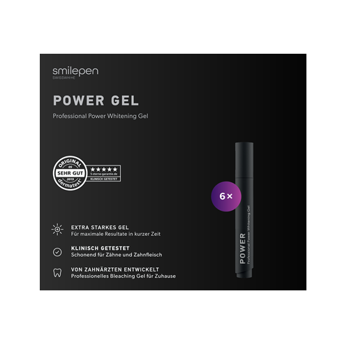 Smilepen Power Whitening Gel, sada gélových bieliacich pier (6 x 5 ml)