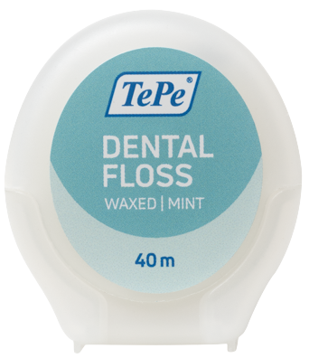 TePe Dental Floss, expandujúca voskovaná zubná niť s mätovou príchuťou, 40 m