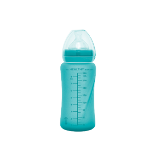 Everyday Baby sklenená fľaša s termo senzorom 240 ml, Turquoise