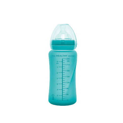 Everyday Baby sklenená fľaša s termo senzorom 240 ml, Turquoise