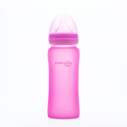 Everyday Baby sklenená fľaša  s termosenzorom, 300 ml, růžová