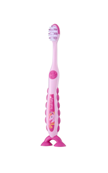 Brush-baby Unicorn FlossBrush™, detská zubná kefka s jednorožcami, 2 ks, 3-6 rokov