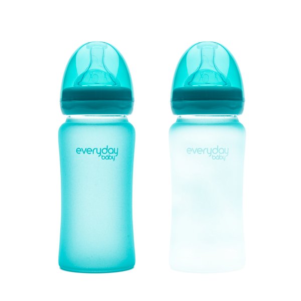 Everyday Baby sklenená fľaša s termosenzorom, 240 ml, modrá