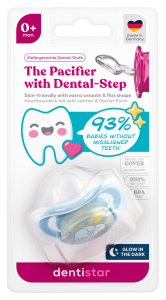 Dentistar nočný ortodontický cumlík 0+ mesiacov, modrý so slonom, 1 ks
