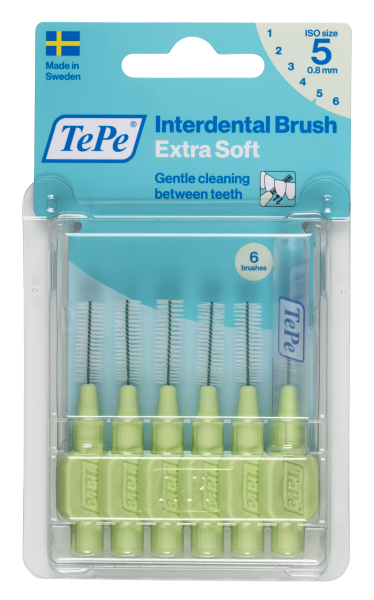TePe Extra soft medzizubné kefky 0,8 mm, svetlozelené, 6 ks