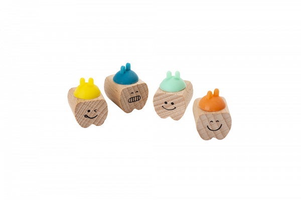 Drevené dózičky na úschovu mliečnych zúbkov, 4 ks