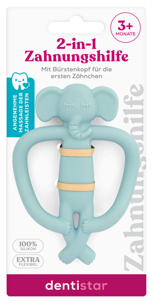 Dentistar 2-in-1 Teething Aid, hryzadlo slon, 1 ks