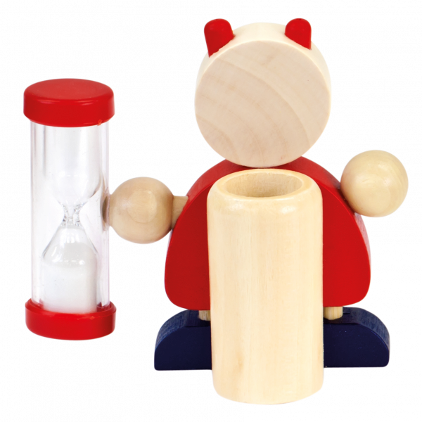 Presýpací hodiny s dreveným stojančekom na zubnú kefku