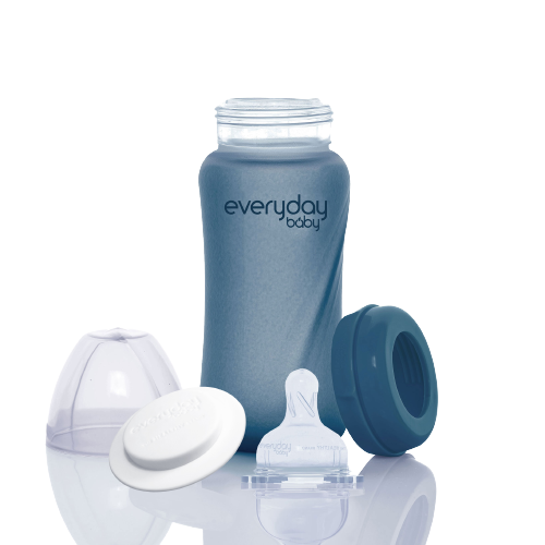 Everyday Baby sklenená fľaša s termo senzorom 240 ml, Blueberry