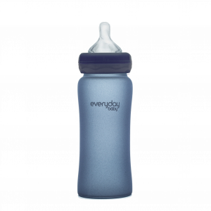 Everyday Baby sklenená fľaša  s termosenzorom, 300 ml, tmavo modrá