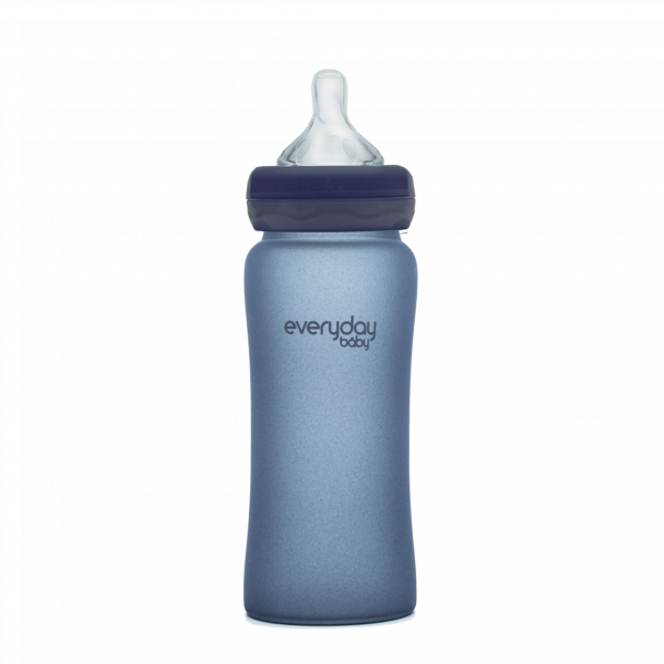 Everyday Baby sklenená fľaša s termosenzorom, 300 ml, tmavo modrá