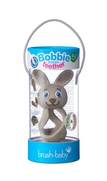 Brush-baby Bobbie Bunny hryzadlo, capuccino, 0-3 rokov