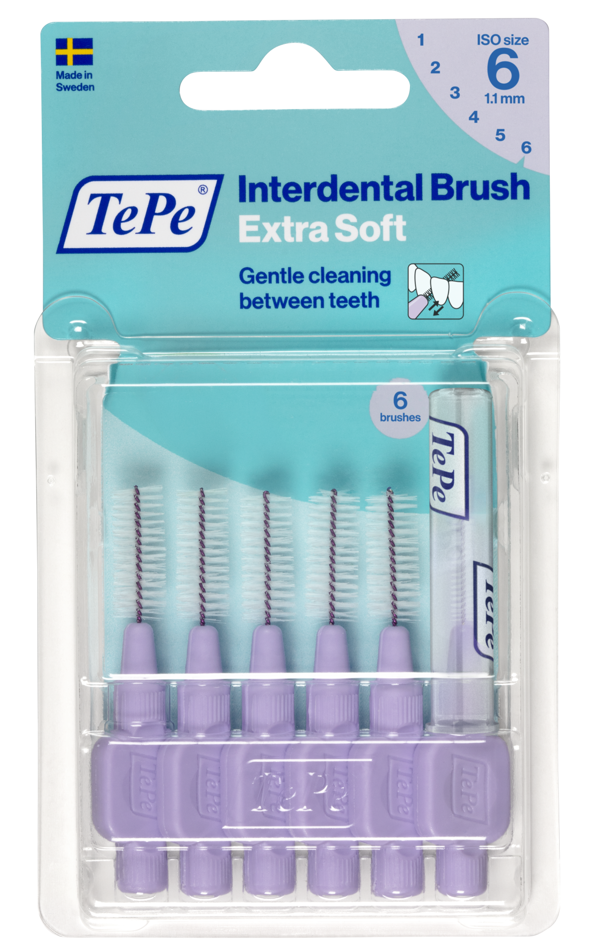 TePe Extra soft medzizubné kefky 1,1 mm, svetlofialové, 6 ks